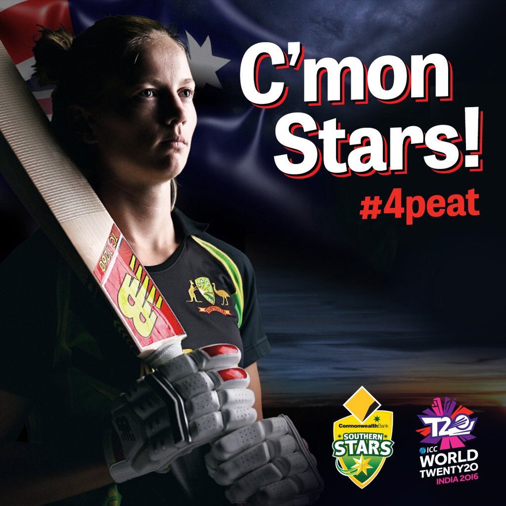 AusWomenCricket's tweet photo. Show your support &amp; WIN! Share this image using #4peat for your chance to win a signed Stars bat &amp; more (T&amp;C apply) https://t.co/pKH97LxwyJ