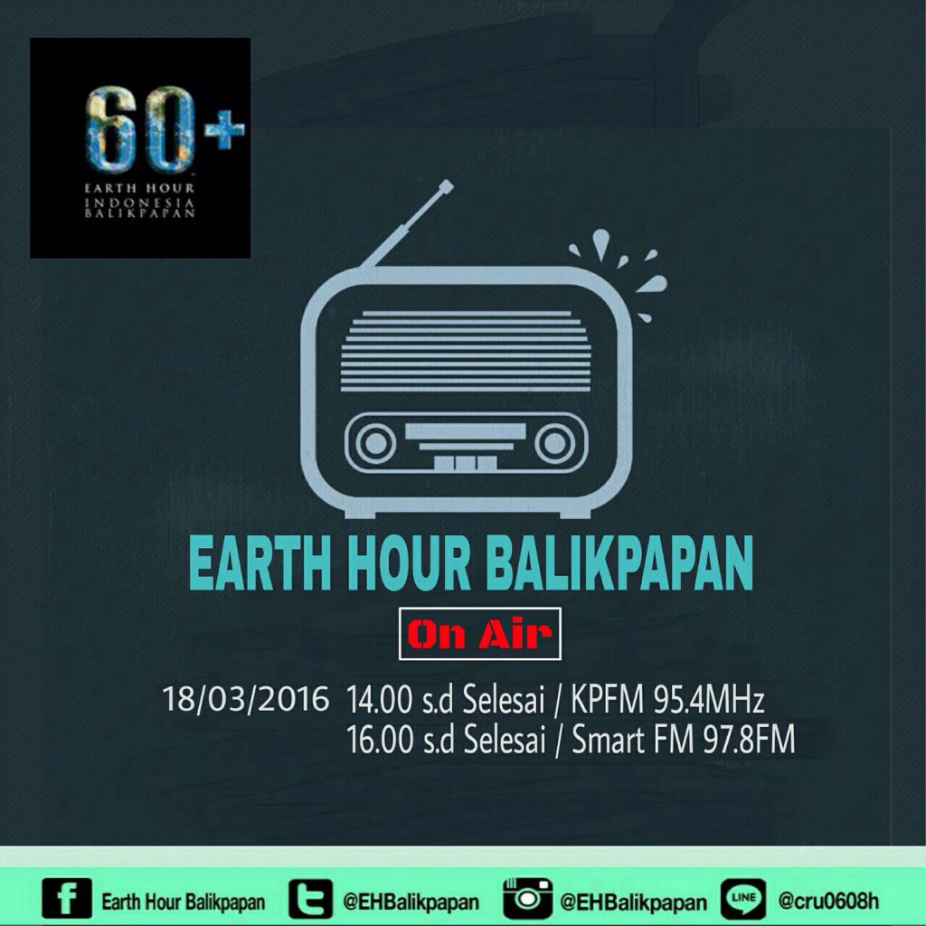 SobatEH jgn lupa hari ini dengerin talkshow Earth Hour Balikpapan bersama @KPFM &amp; <a href="/smartfm_bpn/">Smart FM Balikpapan</a> ya. See u #IniAksiku