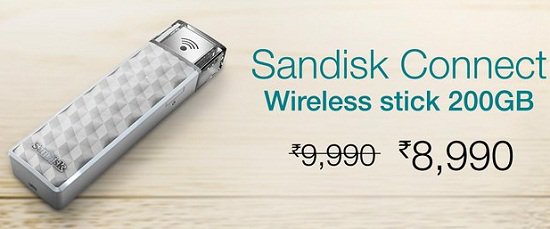 Searchmymobile's tweet image. Check out #SanDisk Connect Stick 200GB Wireless #FlashDrive @ just Rs. 8,990/- on Amazon!! amzn.to/1pPz4nM