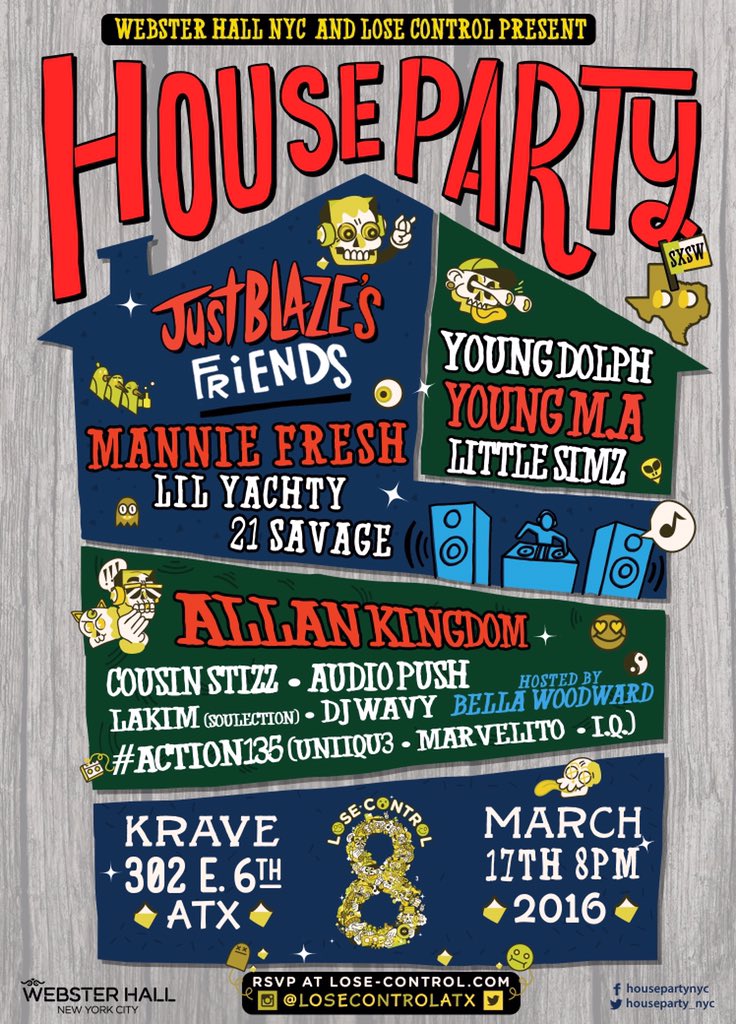 Houseparty_nyc's tweet photo. .@ALLANKNGDM bout to turn it So Cold and then @21savage heat it back up at 10:30 #housepartysxsw #housepartysxsw https://t.co/30GamtKpDB