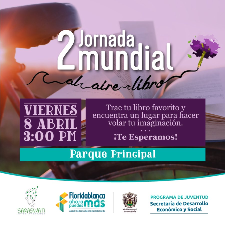 CamiloArdilaP's tweet photo. El viernes 8 de abril #Floridablanca participará de la 2 jornada Mundial al Aire Libro 👍 @RedAlairelibro https://t.co/vxkgnTNbZC
