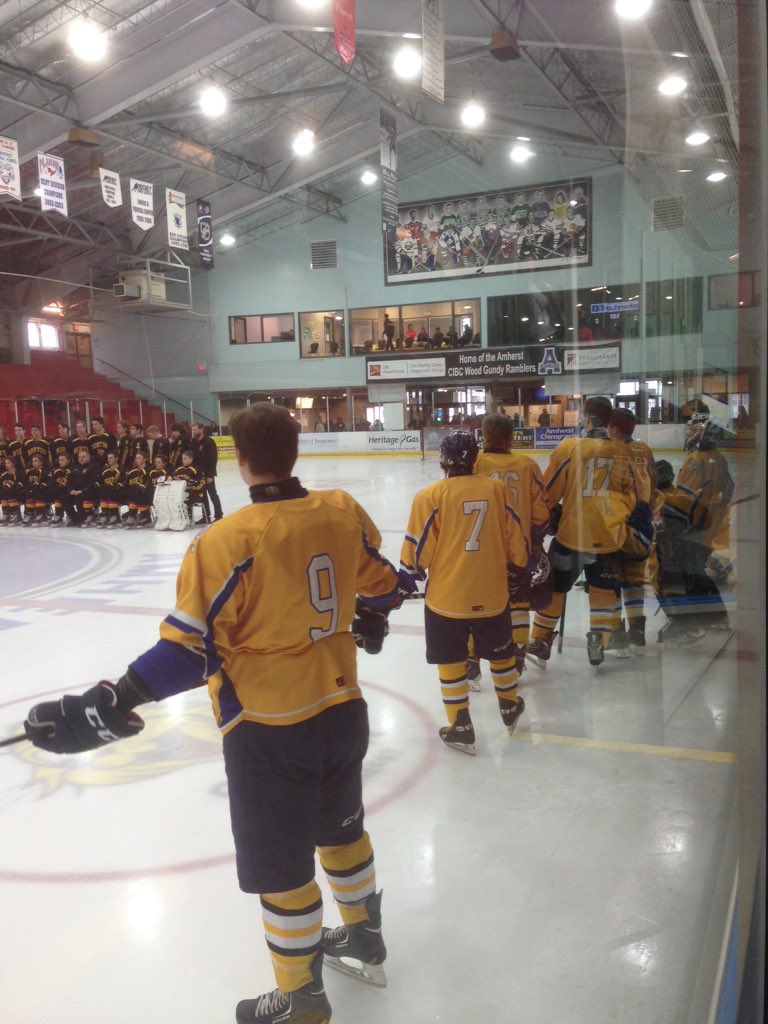 GoSchoons's tweet photo. Boys hockey team warm up is underway for their first game of provincials vs Horton!! #GoSchoonsGo https://t.co/7BNFd9MTMK