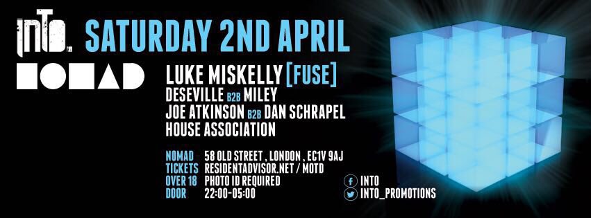 paulmiley's tweet photo. Tomorrow night @lmiskelly @InTo_Promotions @FUSE_London @schrapnal @deseville @NomadLondon @djnickrichards https://t.co/KMT2DR8L3B