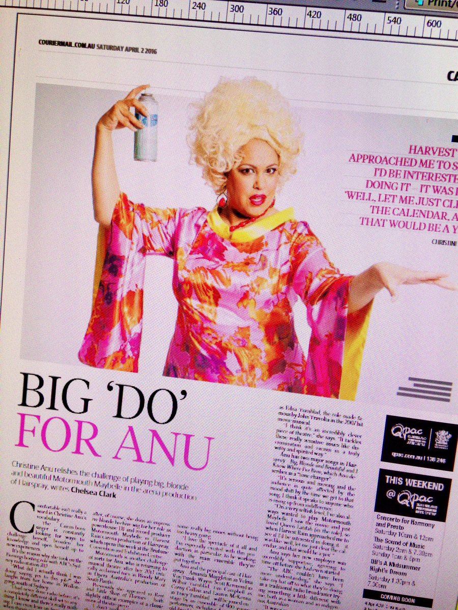 qldCANVAS's tweet photo. Christine Anu channels big bold beautiful Motormouth Maybelle in @harvest_rain #hairspray @BrisConventions https://t.co/W7xv3XLT17