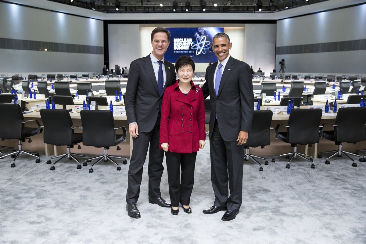 Hosting countries of the NSS: <a href="/MinPres/">Dick Schoof</a> Rutte, South Korea President Park Geun-Hye &amp; <a href="/POTUS/">President Donald J. Trump</a>. #NSS2016 via <a href="/WhiteHouse/">The White House</a>