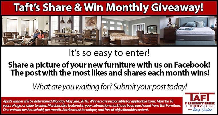 Taft Furniture On Twitter You Could Be Our April Winner Share