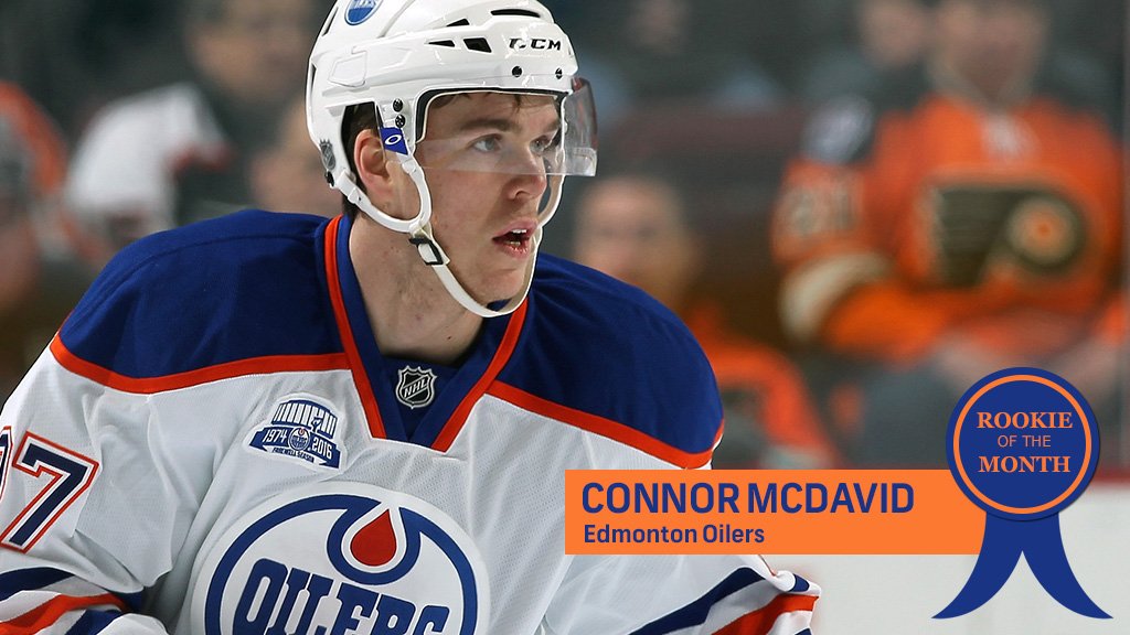 NHL's tweet photo. Congrats to @cmcdavid97 on being named Rookie of the Month for March! https://t.co/faY4RQodll https://t.co/XewR5B0giN