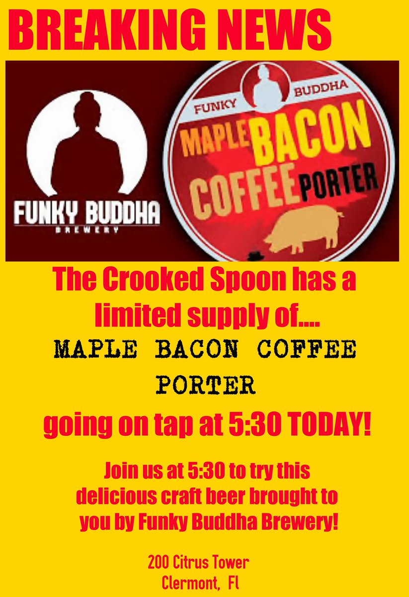 Join us for Happy hour tonight! 5:30 p.m. this delicious brew from <a href="/funkybuddhabrew/">Funky Buddha Brewery</a> will be hitting the tap! #bacon