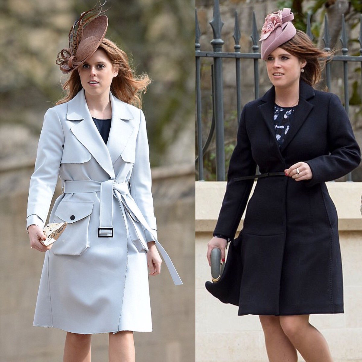 Gorgeous pic of TRHs Princess Beatrice &amp; Princess Eugenie attending Easter church service last weekend at Windsor.