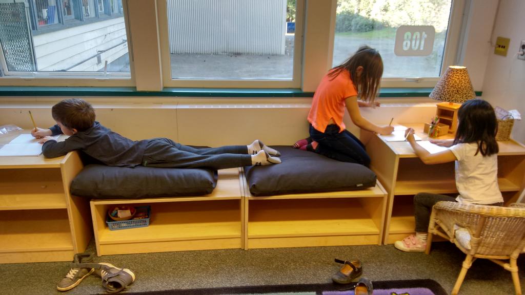 afitzau's tweet photo. Students are enjoying our new learning spaces. #givingchoice #kinderchat @CaulfeildSchool https://t.co/ammqebs3gP