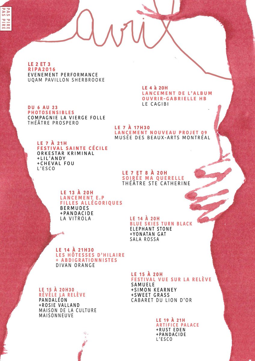 PASPIREPASPIRE's tweet image. Notre calendrier d'avril par Jane Petit 🌱. Plein de sorties pour ton printemps. @BSTB @cabaretliondor @BERIO_1