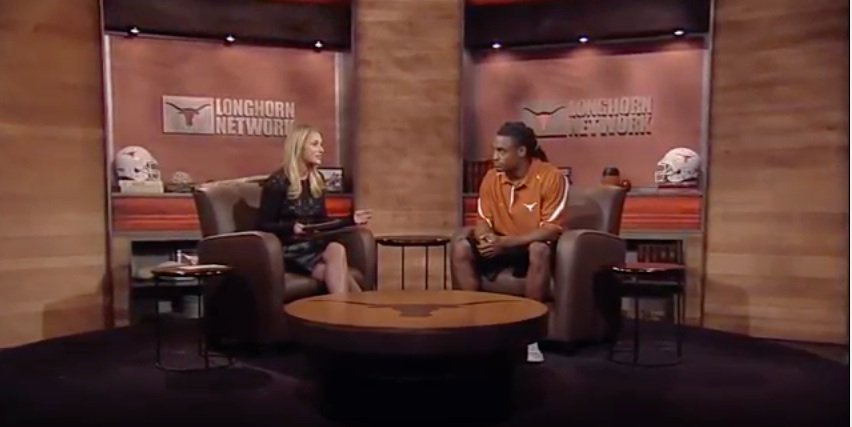 TexasFootball's tweet photo. Video: Fmr WR Marcus Johnson visited LHN to talk about his #UTProDay performance. https://t.co/N4AFMKBnzj https://t.co/gNQGURoNEy