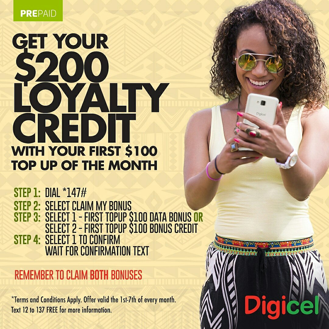 DIGICELJamaica's tweet photo. #DigiUpdate: Hey guys, it's April 1st! Don't forget to claim your BONUSES - it's easy. #FOTM https://t.co/R5qcxPCIeT