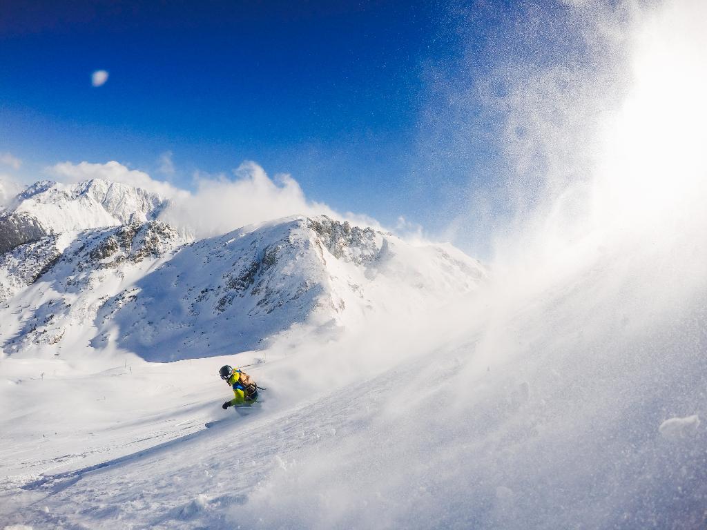 GoPro's tweet photo. Photo of the Day! Victor Reyesmar + his girlfriend share first tracks in #France. #GoPro #GoProSnow #🎿 https://t.co/7DntyXSKR4