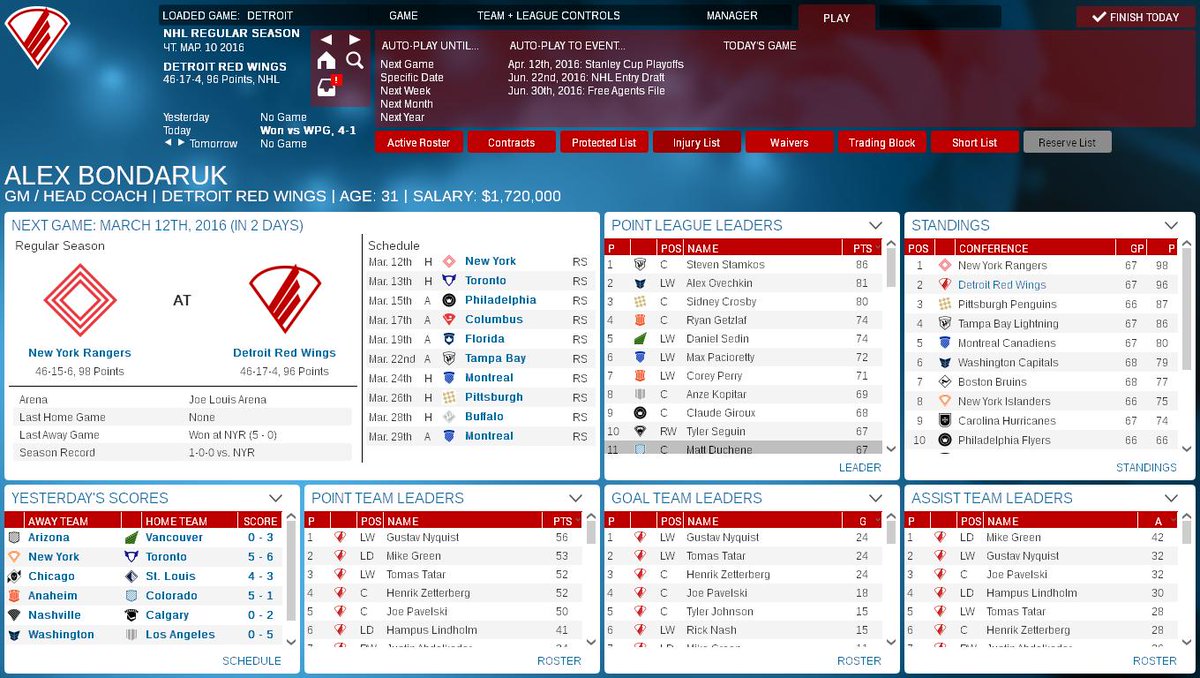 nonpozosu37's tweet photo. DRW vs NYR Battle for President's Trophy @FranchiseHockey Manager 2. I won in SO #FHM2 #NHL https://t.co/YJfXf0WRyH