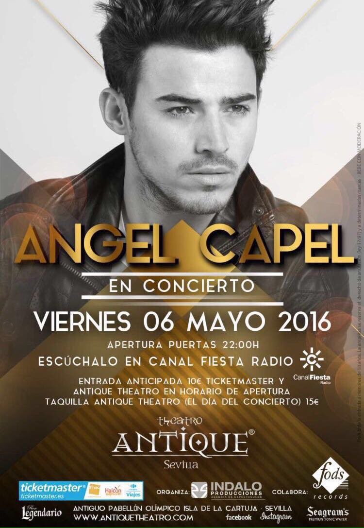 AngelCapel's tweet photo. Cartel del concierto en SEVILLA el viernes 6 de Mayo en @Sevilla_Antique @AntiqueSevilla_ 

Os espero! https://t.co/I8HLGUXEae