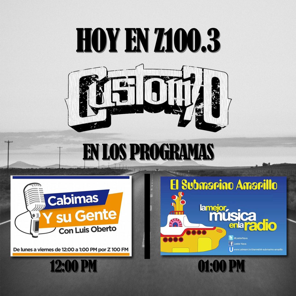 custom70ve's tweet photo. Estamos en #ElSubmarinoAmarillo de @LesterNava por @Z100FMCOL #rock #cabimas #zulia https://t.co/Bej5KntFuh