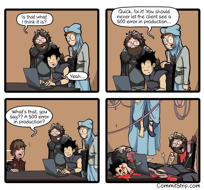 CommitStrip's tweet photo. From today, George R. R. Martin will be writing the storyboards for our daily strips https://t.co/h1zu8iTH0Y https://t.co/WmwQ1JB9la