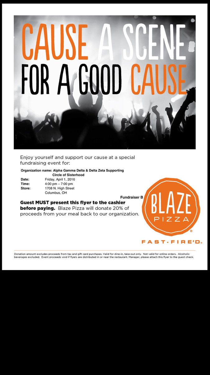 ArielParker's tweet image. Come support AGD and team 4 at Blaze today #OSUGreekWeek2016 @greekpbOSU  just present this flyer when you check out