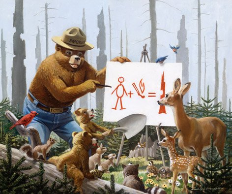 Rudy Wendelin, the best-known artist behind Smokey Bear, painted "Careless People are the Problem" in 1982.