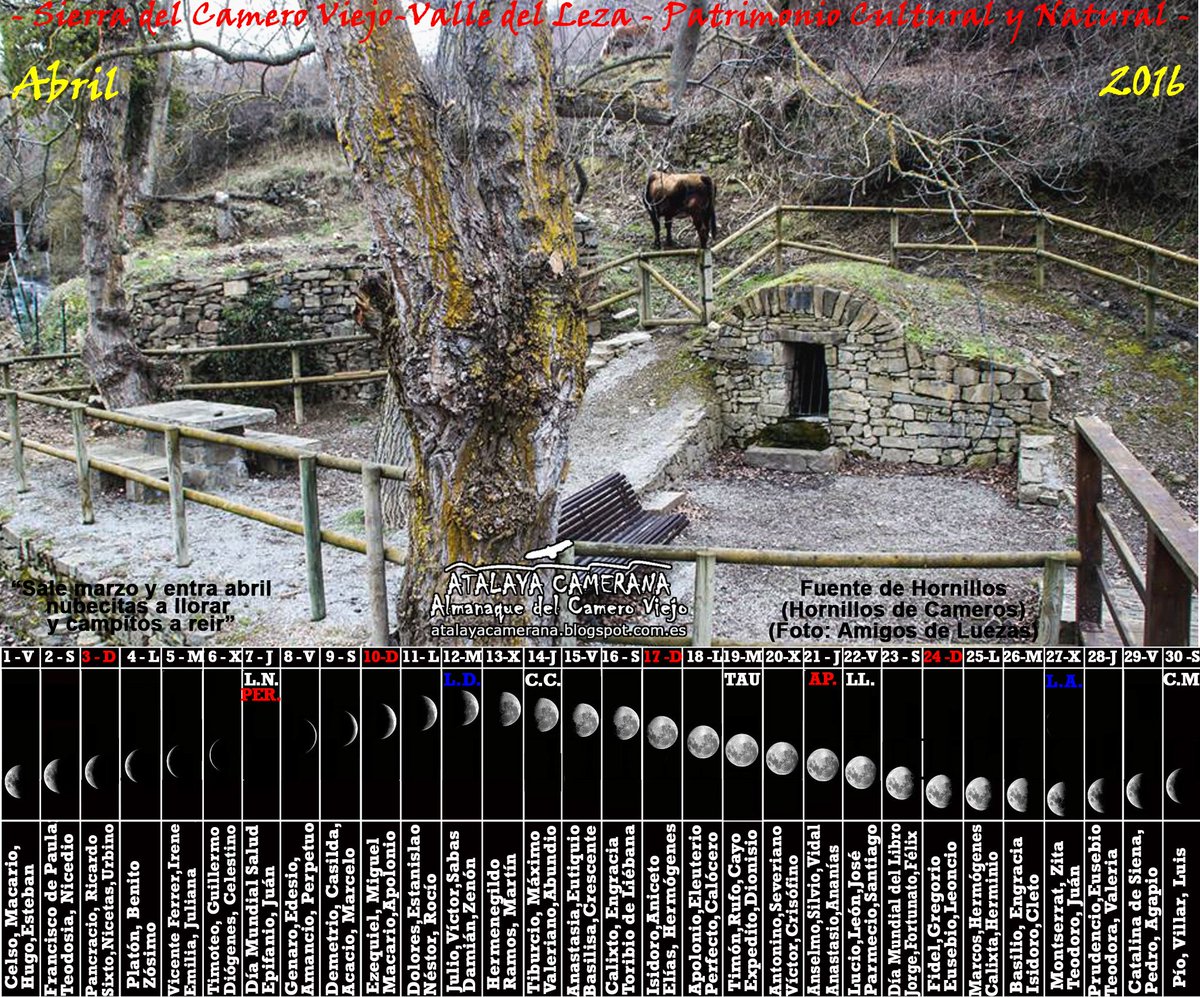 atalayacamerana's tweet photo. Calendario Lunar Abril de 2016. Camero Viejo, Reserva Starlight.
https://t.co/lNXkaFe8d9 https://t.co/qUohSL8Zdl