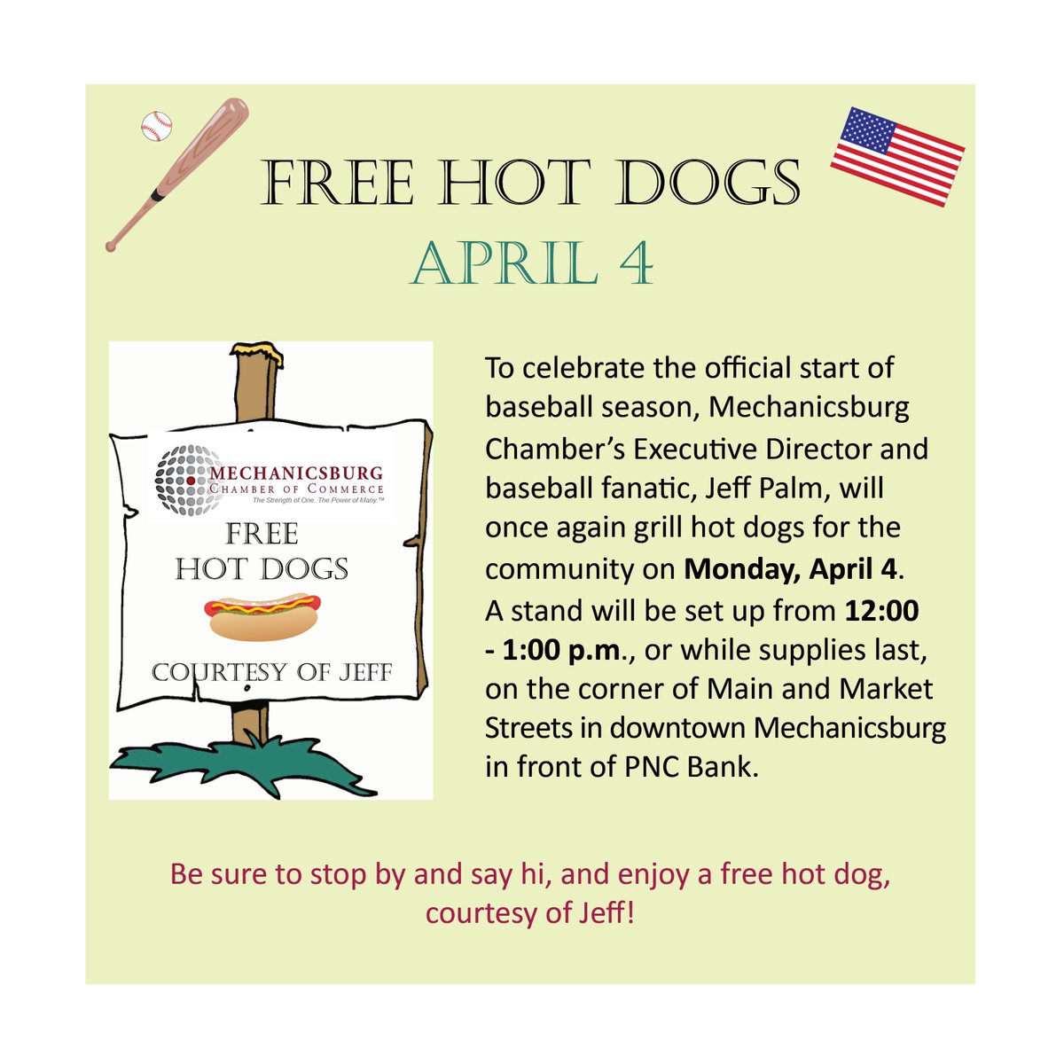 Who's excited for baseball season!? Join us on Monday for a free hot dog! #FreeLunch #NotAnAprilFoolsJoke