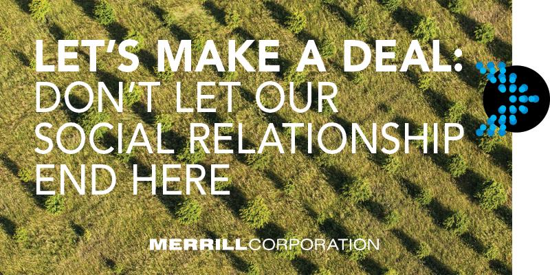 Stay a cut above the competition, follow us at @MerrillCorp. The current page will be closing in early April.