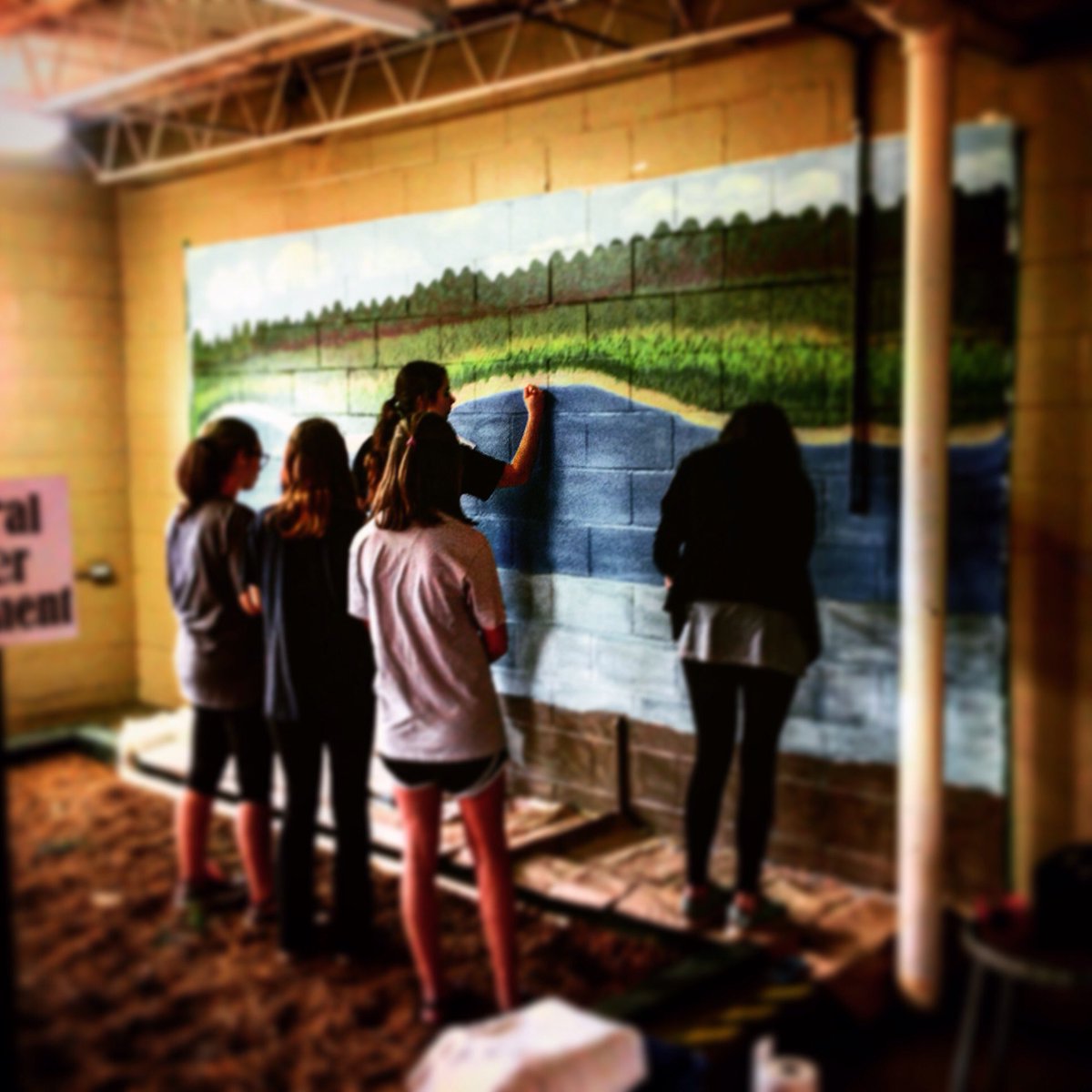 WaterWorksEDU's tweet image. #FlashbackFriday a week ago when our volunteers finished our upstairs mural. Great job! #WaterWeUpTo #WaterWorksEDU