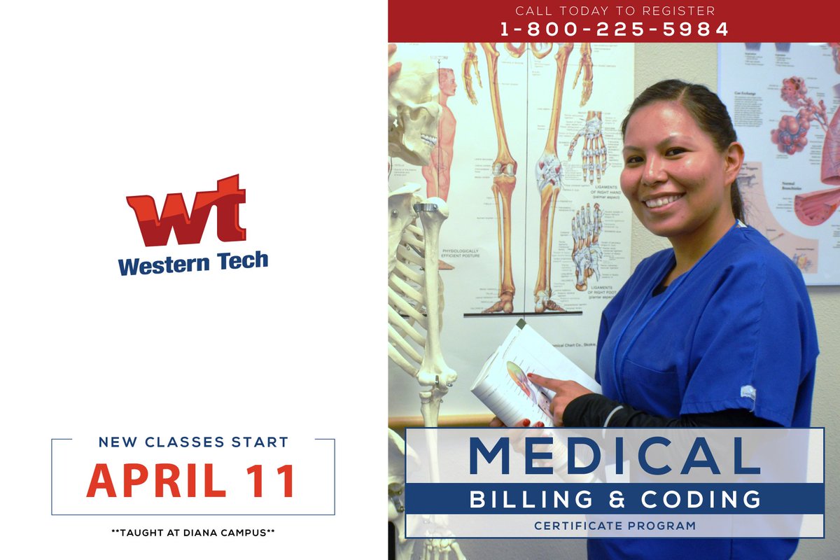 wtcep's tweet image. Start your career in #HealthCare. Register now for #WesternTech's April 11th class start in Medical Billing &amp;amp; Coding