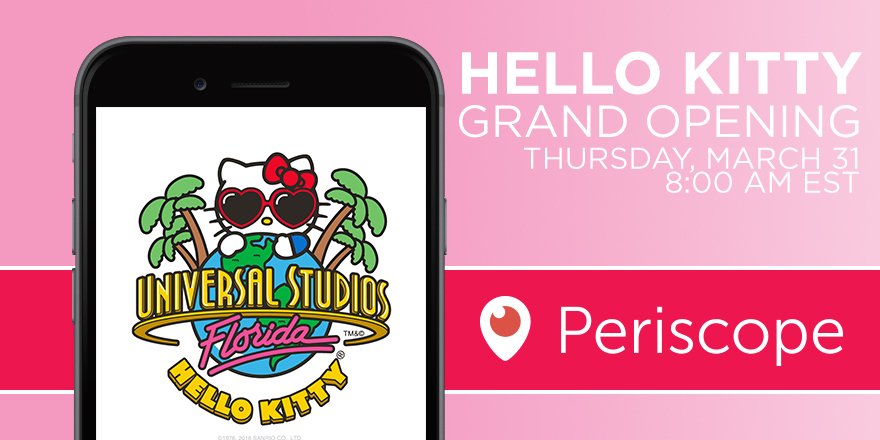 UniversalORL's tweet photo. .@HelloKitty is ready for her close-up! Catch some supercute views of her all-new store on @PeriscopeTV https://t.co/XKHnHdIhKu