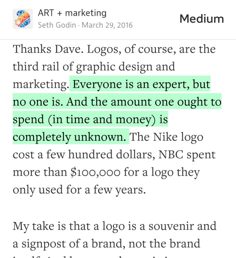 “…Everyone is an expert, but no one is. And the amount one ought to spend (in time and money) is completely unknown.…” from “Thanks Dave.” by Seth Godin.