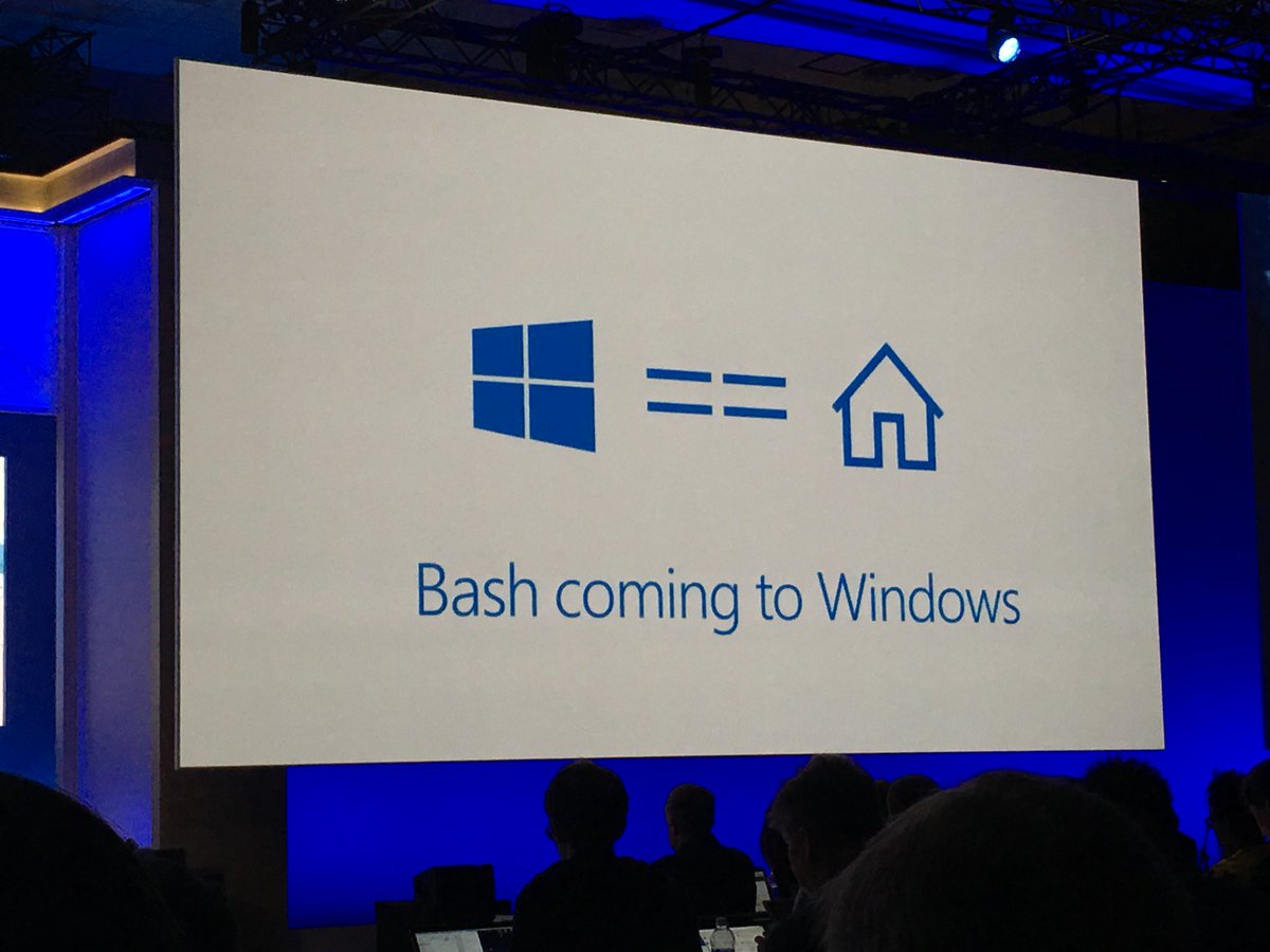 PatrickMoorhead's tweet image. What slide got the biggest round of applause Day 1 at #Build2016 ? #bashshell