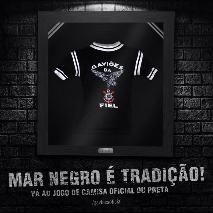 gavioesoficial's tweet photo. Colabore com o #MarNegro nas arquibancadas!Vista a sua camisa oficial dos Gaviões ou uma camisa preta do Corinthians https://t.co/k23WqnNR8c