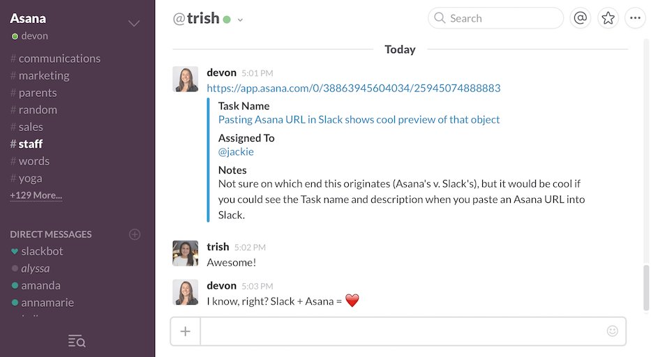 Asana + Slack = better than ever. @slackhq now pulls in the Task name &amp; description when you paste a URL from Asana