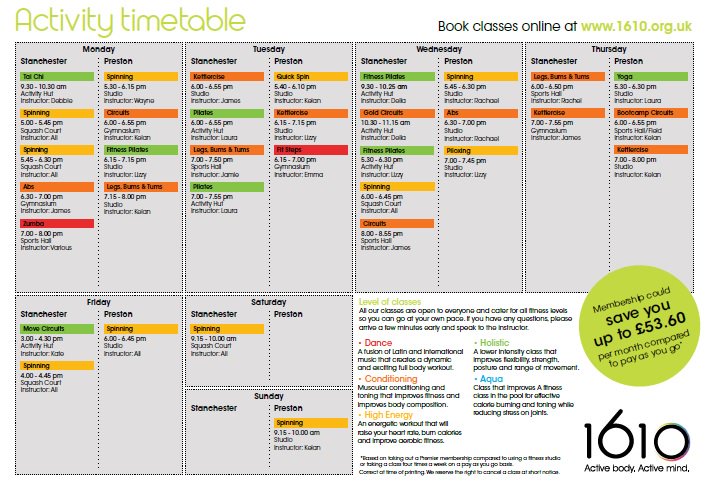 1610stanchester's tweet photo. Take a look at our new class timetable. Starts 11/04/2016 https://t.co/wzoqaSMYkf