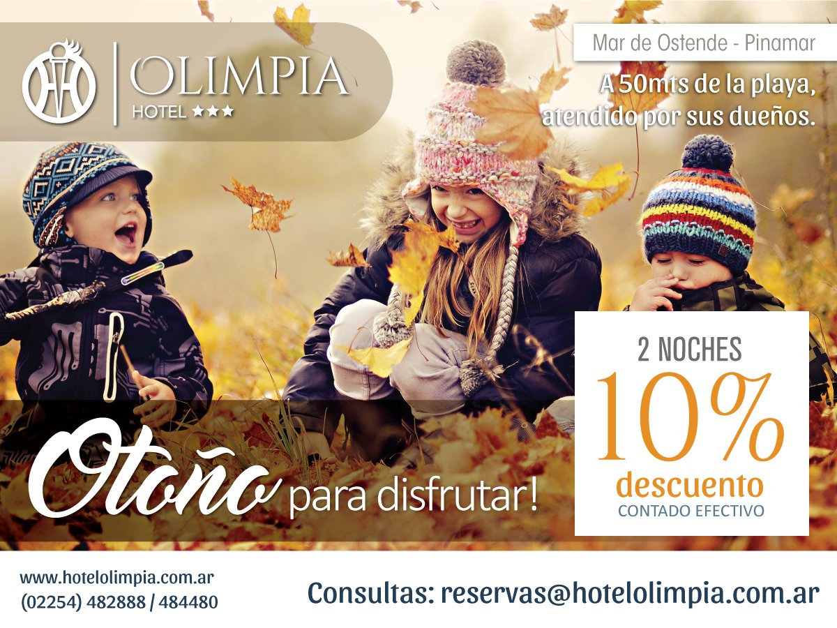 Olimpia_Pinamar's tweet photo. Para tentarte a visitarnos este #otoño te dejamos esta #promocion #findesemana #alojamiento #hotel #playa #pinamar https://t.co/vmikF8RGoV