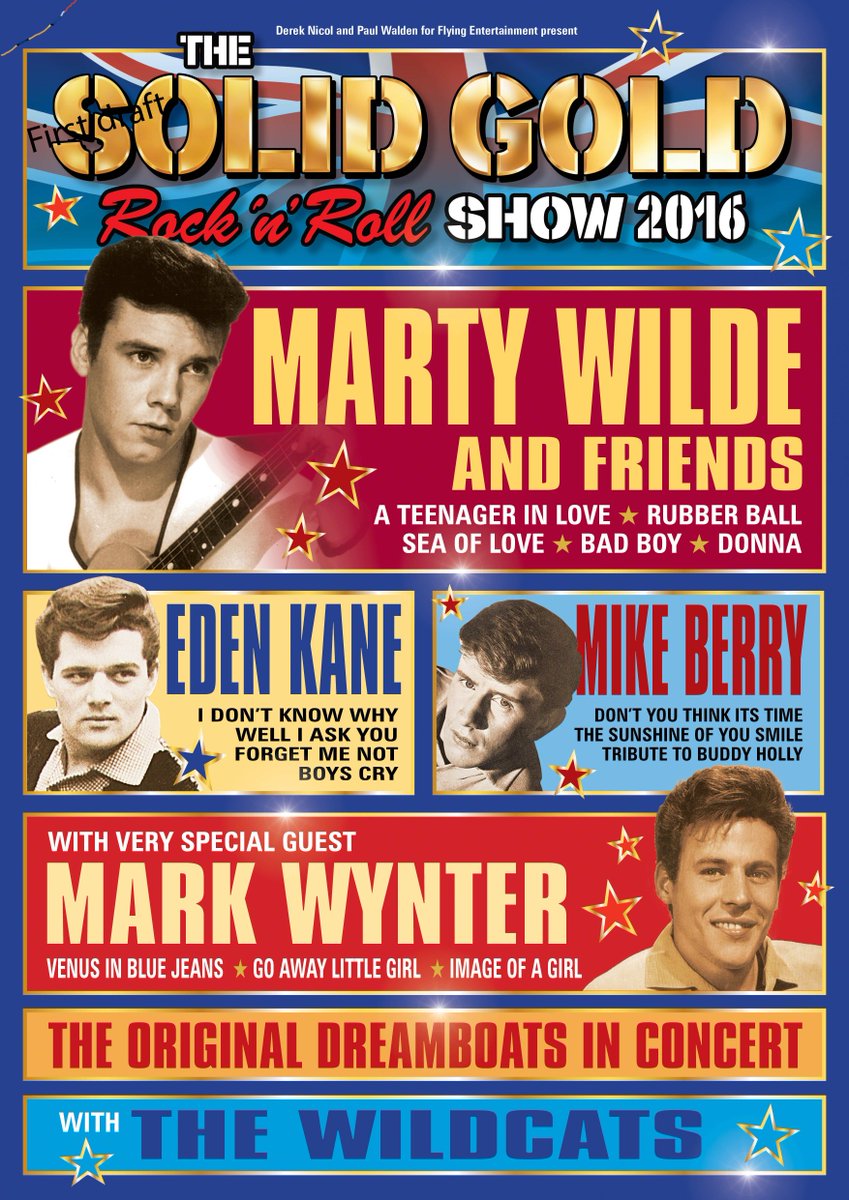 Mark Wynter to tour his hits again from Oct 2016 on Marty Wilde's Sold Gold tour with guests. A British Pop tour.