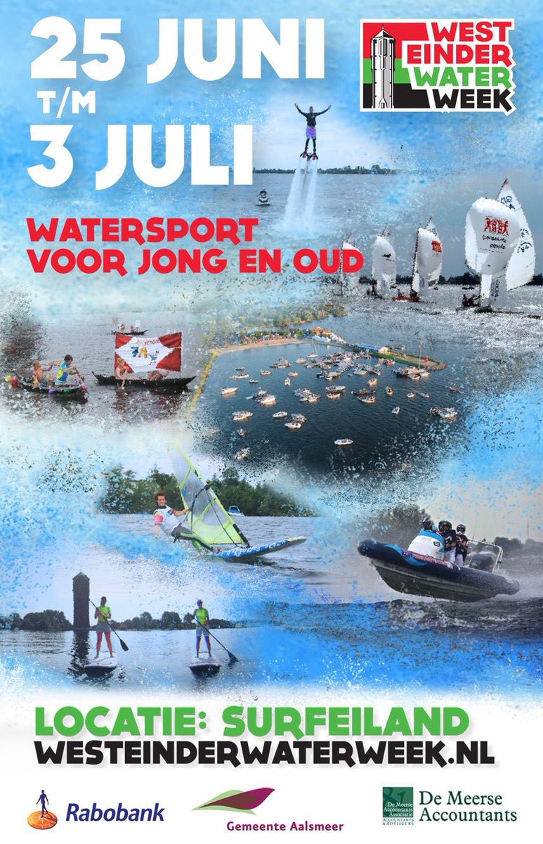 WesteinderWater's tweet photo. Westeinder Water Week, 25 juni t/m 3 juli 2016. Een week vol #events #watersport #beachsport #culinair https://t.co/AIgjrbiDiE
