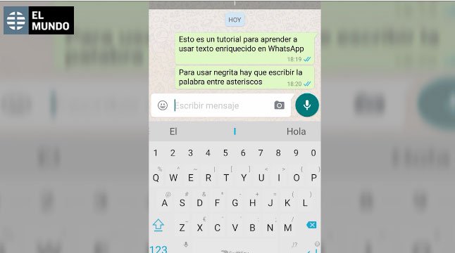 elmundoes's tweet image. Negrita, tachado, cursiva... Así se usan los nuevos formatos de texto en WhatsApp trib.al/E3AxUVJ