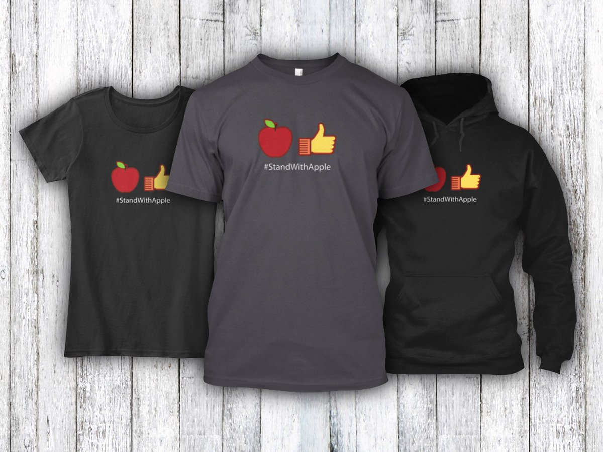 iMore's tweet photo. Thanks to *you* #StandWithApple t-shirts raised almost 4K for @EFF! 🍎👍❗https://t.co/Y9Hog3jY3F https://t.co/r5qUBsJtas