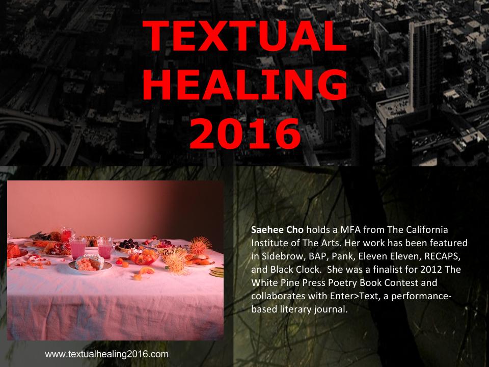txtualhealing's tweet photo. Saehee Cho offers something for the palate, for the memory #textualhealing #morethanwriting #happening #AWP16 https://t.co/DIweplK4Nn