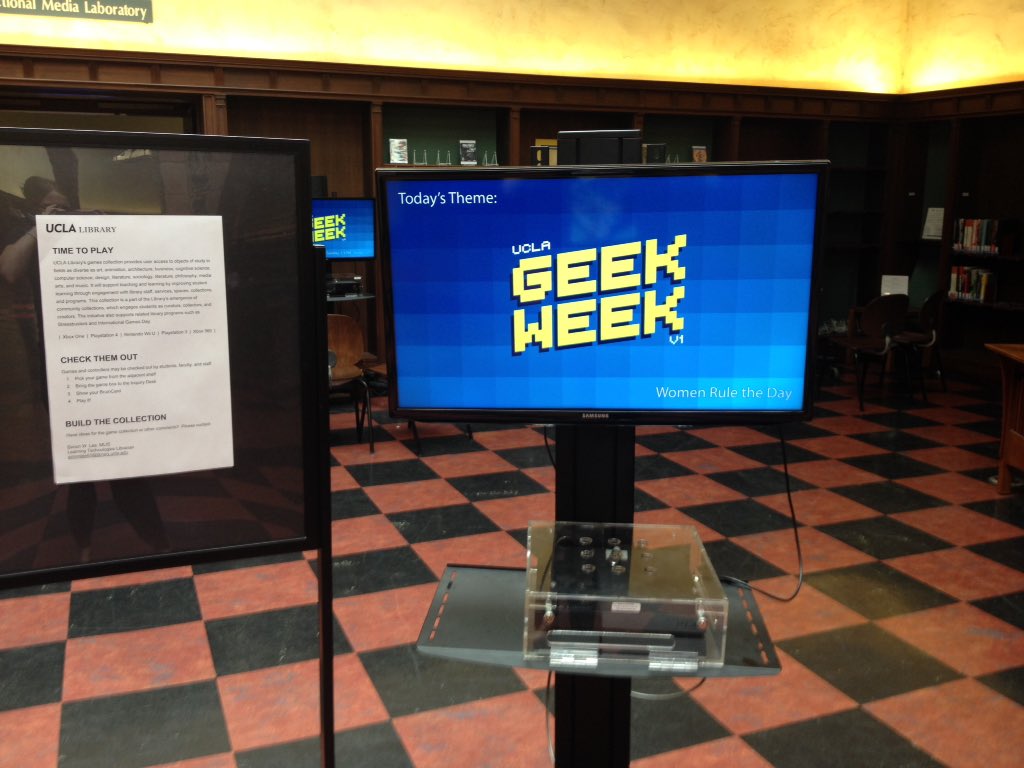 UCLALibrary's tweet photo. Day 2 of gaming in the Rotunda will be from 3-5PM! Today's theme: Women Rule the Day. @uclageekweek https://t.co/CmtUDHgW11