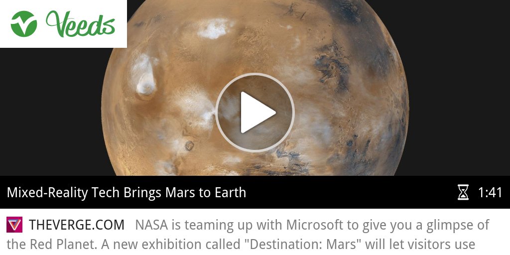 veedstech's tweet photo. VIDEO NASA will let you walk on Mars using HoloLens #standwithahmed #microsoft ► https://t.co/SYCWiJ3XhO https://t.co/V11QllMSy8