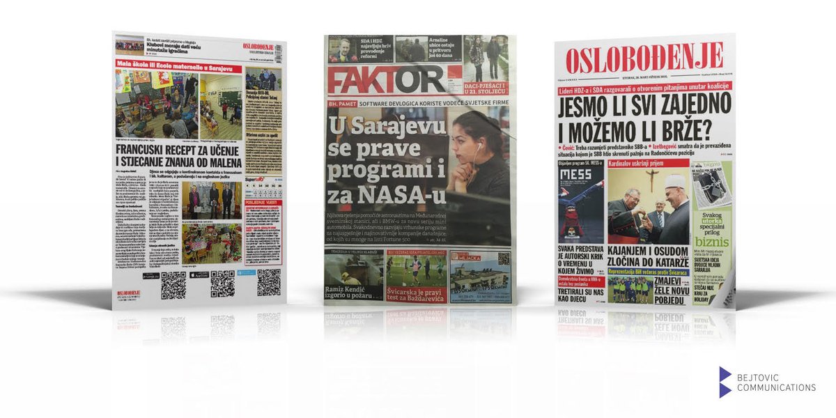 BejtoviComm's tweet image. Jučerašnja naslovnica @Oslobodjenjeba i Dnevnog lista Faktor. Sa nama na naslovnice! #MESS #DevLogic #FrancuskaSkola