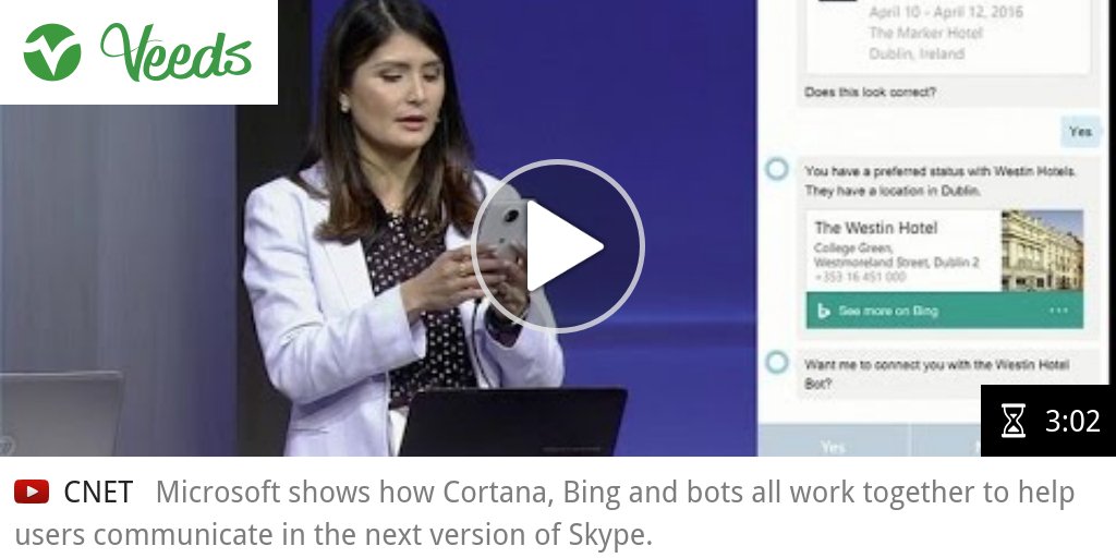 veedstech's tweet photo. VIDEO Watch how Cortana, Bots and Bing are powering the latest version of Skype ► https://t.co/H4iydnYgAK https://t.co/rk3xqVxXyf
