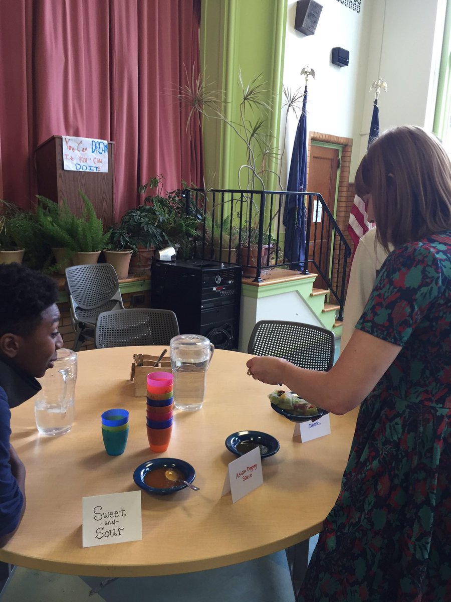 EnviroLunch's tweet photo. Delicious healthy snack provided by our eighth graders for our guests @go_gba @GreenSchoolsAll @ECSInnovator https://t.co/lbIxyNK3qa