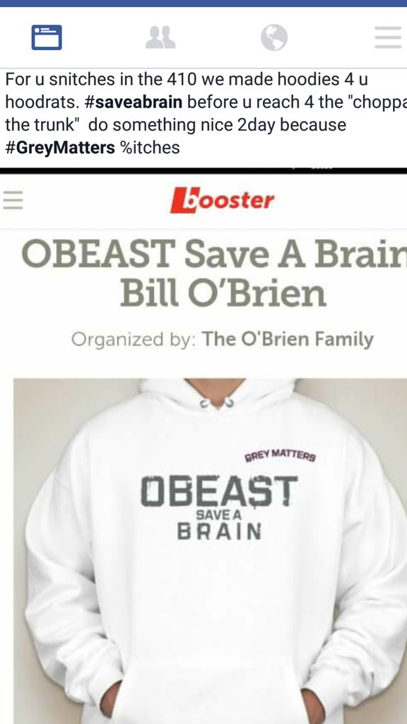 BillOB2000's tweet photo. #WednesdayWisdom  #Baltimore #Every66Seconds buy a #saveabrain hoodie #choppa we need u https://t.co/rntbNRJewj https://t.co/wRHXXuXCvS