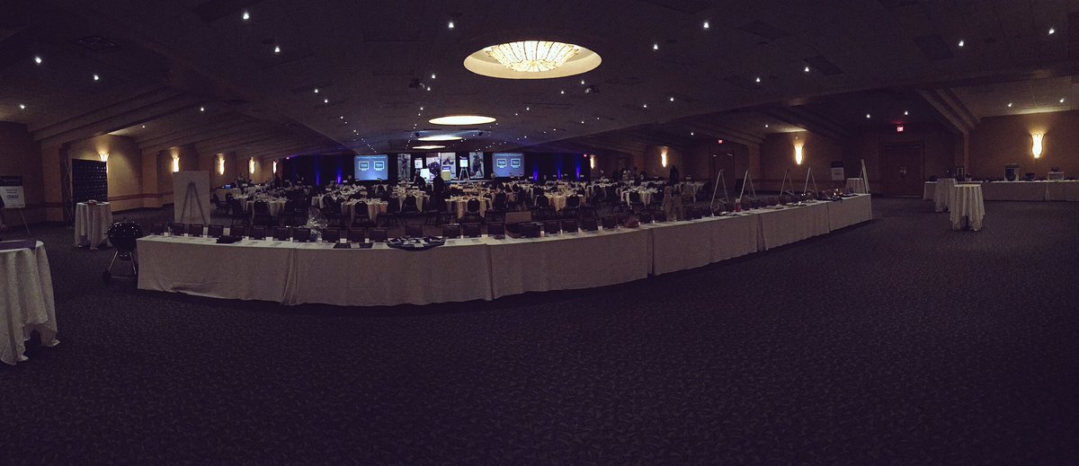 WLUAthletics's tweet photo. Setup for #OWL16 nearly complete @Bingemans! Looking forward to a great night ft @jjonescurl #WeAreHAWKS https://t.co/4TUhEIpPmV