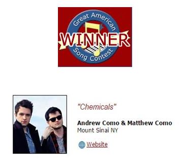 ComoBrosBand's tweet photo. Awesome! Our song Chemicals is a Great American Song Contest Top 5 Winners in the category of Pop Top 40 https://t.co/zr4VmaAo7F