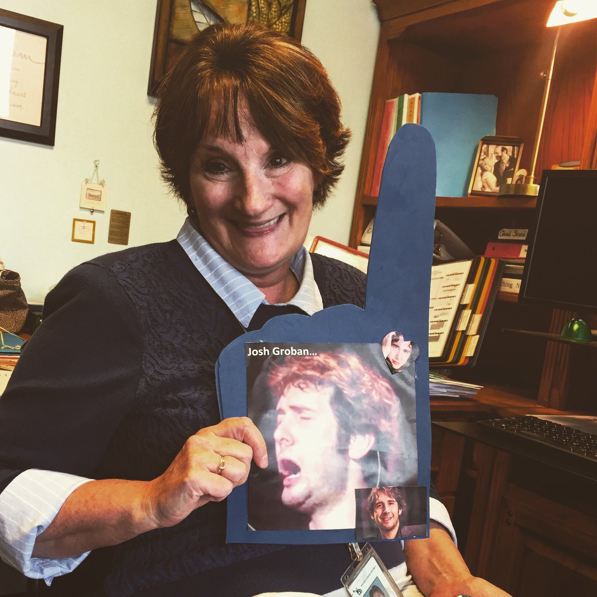 Throwback to when I let my mom know she was going to see <a href="/joshgroban/">josh groban</a> by making a foam finger w/his beautiful face.